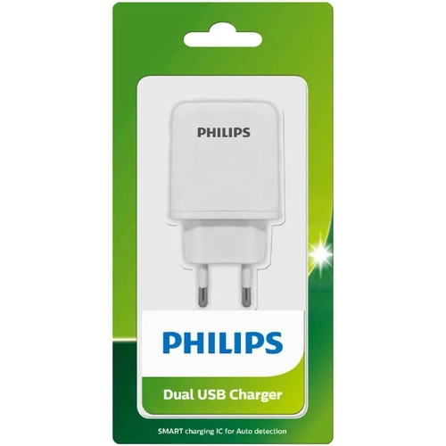 Carregador De Parede Dual USB Philips 12W + Cabo Micro USB 50 Cm  SCB4400NB/59