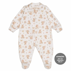 Macacão Manga Longa Estampado com Ziper Suedine Feminino – Jardim de Coelhinhas