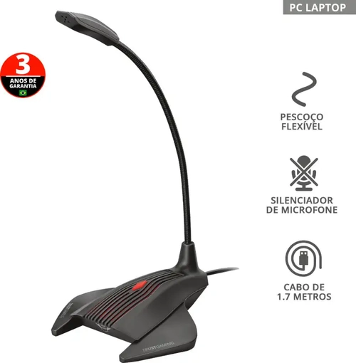 Microfone Trust Gamer Gxt 239 Flexível 23467