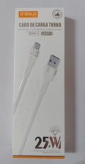 Cabo de dados e Carregamento Turbo Tipo-c Type-c para Usb com 1 metro 25w Led fácil de carregar a noite Cb39 - AGold