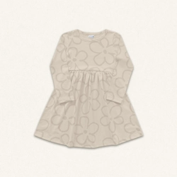 Vestido Manga Longa Malha Estampado Flores Baunilha Fakini - Feminino