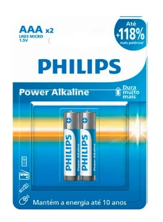 Pilha AAA Philips c/2 unidades. Alcalina