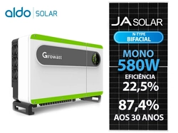 Gerador De Energia Solar Growatt Sem Estrutura Growatt Gf 417,6kwp Ja Deep Blue 580w Bifacial N-type Max 75kw 8mppt Trif 220v