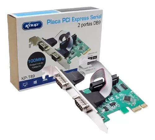 Placa Pci express 2 portas serial Db9 - Kp-t89 - Knup
