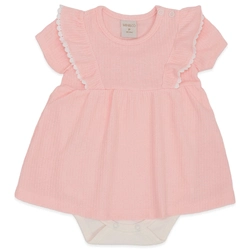 Body Vestido Manga Babado Tricot e Suedine Feminino - Patchwork