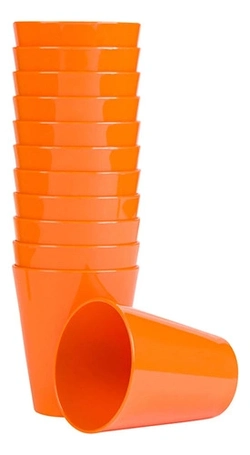Conjunto De Copo Fresc Vemplast 350ml 12 Peças Laranja