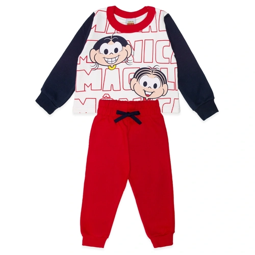 Conjunto Moletom Mônica e Magali Vermelho - Feminino