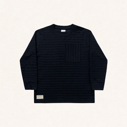 Camiseta Manga Longa Malha com Bolsinho Preta Fakini – Masculina