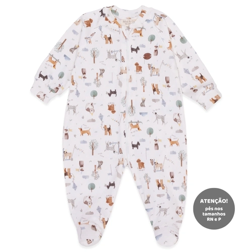 Macacão Manga Longa Estampado com Ziper Suedine Masculino – Cachorrinho no Parque