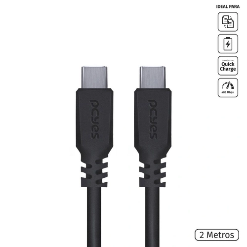 Cabo para Celular Usb Tipo c 2.0 para Usb Tipo c / Type c 2 Metros Preto - Pucp-02