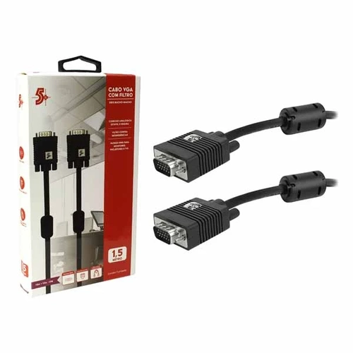 Cabo Vga Macho + Vga Macho - C/ Filtro - Preto - 1.5m