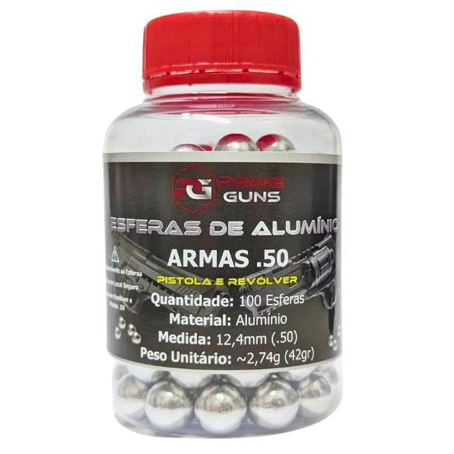 Esferas de Alumínio .50 Pistola e Revólver - 100 Un (Prime Guns)