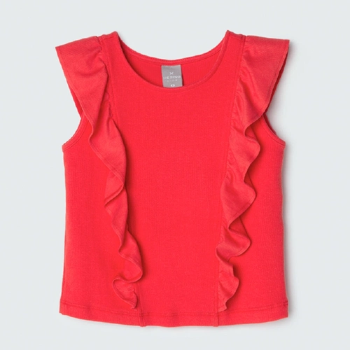 Blusa Cropped com Babados Vermelha Hering - Feminino