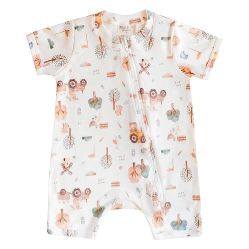 Macacão Manga Curta Estampado Abertura em Zíper Suedine Masculino – Fazendinha