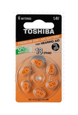 Bateria Auditiva 13 - Toshiba 1,4V. cartela com 6 unidades.