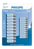 Pilha AA 10 e AAA 10 Philips c/20 unidades. Alcalina