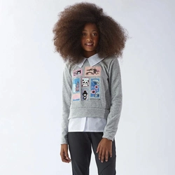 Blusinha Manga Longa Estampada Falsa Camisa Menina Anjo - Feminina