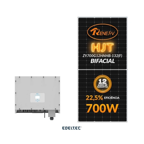 Gerador Edeltec Solar Deye 51,80 Kwp Tri. 380v S/estrutura (40k/700w Bifacial)