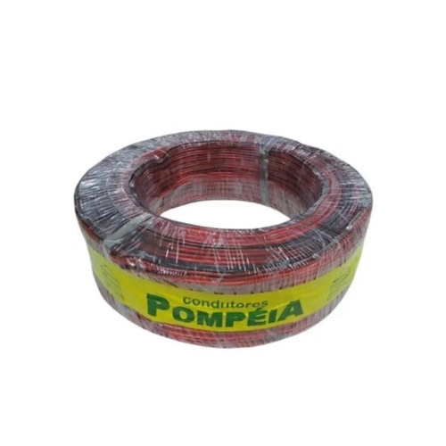 Cabo Bicolor Cristal 2x10awg 2x4,00mm Vermelho C/25m Pompeia