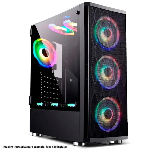 Gabinete Gamer Bluecase Mid Tower Lateral em Vidro Preto - BG-025