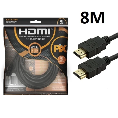 Cabo Hdmi Gold 8m 2.0 - 4k Hdr 19p