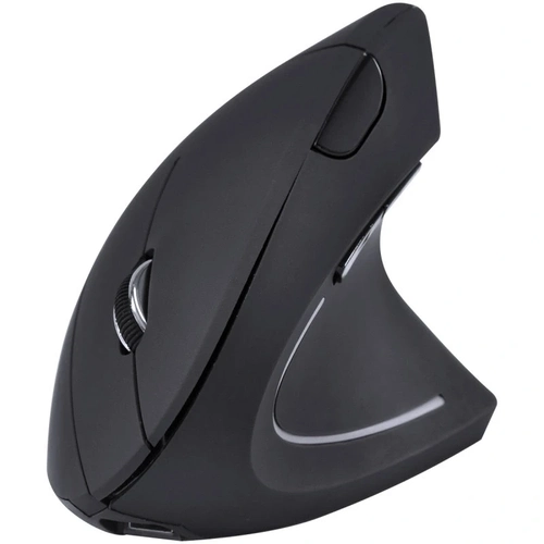 Mouse Sem Fio Recarregavel 2.4 Ghz Vertical Ergonomico Ortopedico Power Fit 1600dpi Preto Usb - Pm300
