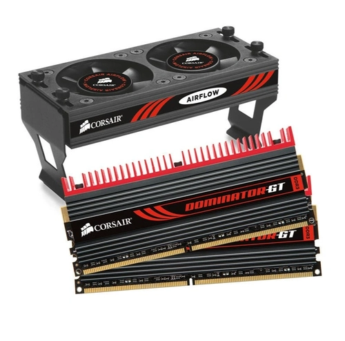 Kit de memória Corsair Dominator GT, DDR3, 4GB (2 x 2GB), Double Channel com conector DH x Pro e ventoinha Airflow II -