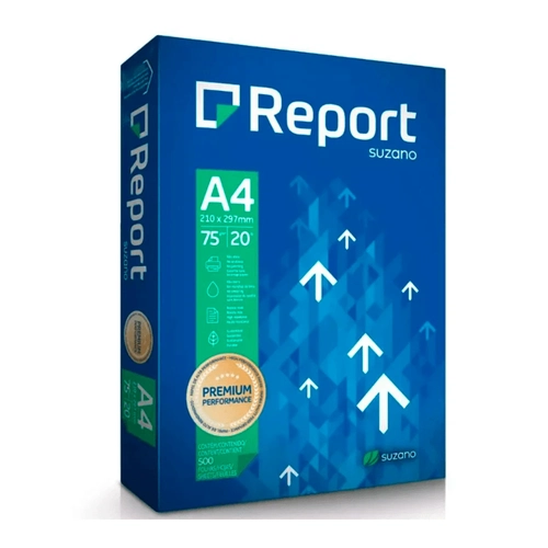 Papel Sulfite A4 75g Resma com 500 Folhas Branco Report Suzano