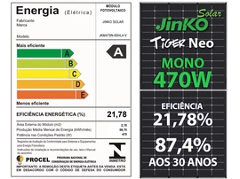 Painel Solar Fotovoltaico Painel Jkm470n-60hl4-v Tiger Neo 470w 120 Cel. n Type Mono 21,78% Eficiencia
