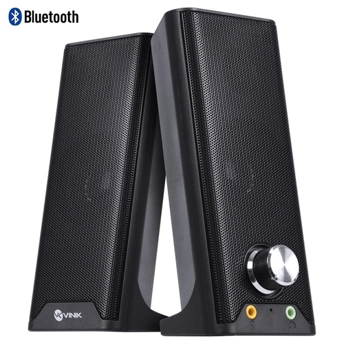 Caixa de Som 2.0 Dual 6W C/ Bluetooth + Entrada P/ Fone e Microfone - CXDU-BT