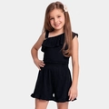 Conjunto Blusa e Shorts Com Babado No Busto Fakini Feminino - Preto