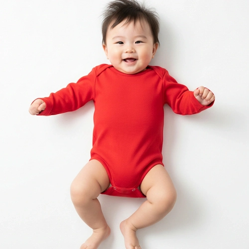 Body Manga Longa Liso Taita 100% Algodão - Vermelho