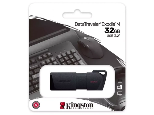 Pen Drive DataTraveler Exodia M 32GB Kingston com Conexão USB 3.2 Preto - DTXM/32GB
