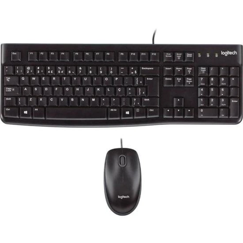 Kit Teclado e Mouse Com Fio Usb Logitech Mk120 Preto