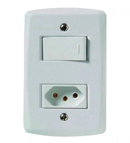 ESPELHO C/ 1 TECLA SIMPLES E 1 TOMADA