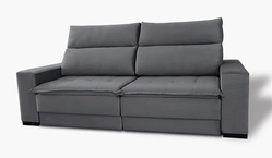 Estofado Retrátil e Reclinável Safira 2,60mt - Suede Cinza