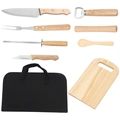 Kit Churrasco 9 Peças Aço Inox e Estojo Garfo Faca Amolador Tábua Resistente Grillrelax