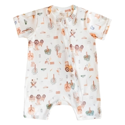 Macacão Manga Curta Estampado Abertura em Zíper Suedine Masculino – Fazendinha