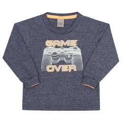 Camiseta Manga Longa Game Marinho/Laranja Randa Mundu - Masculina