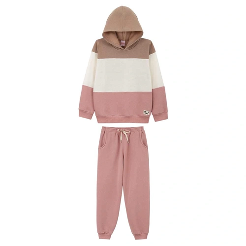 Conjunto Recortes com Capuz e Calça Moletom Lik Kids - Feminino