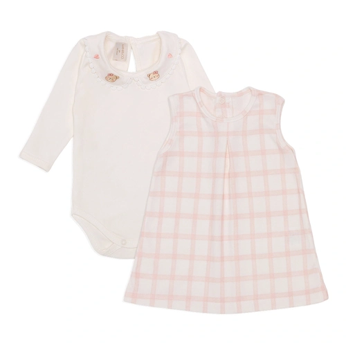 Conjunto Body Com Gola e Vestido Suedine Feminino - Ursinha e Cavalinho