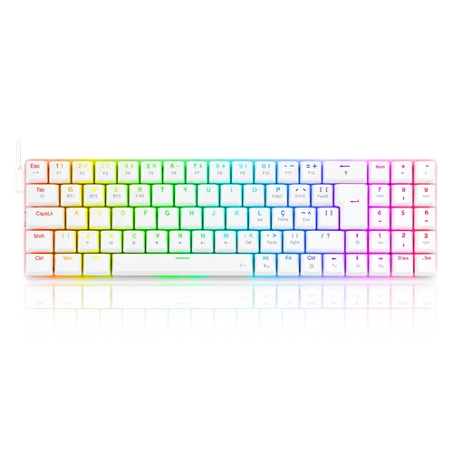 Teclado Mecanico Redragon Ashe Lunar White RGB Switch Azul - K626-KB-W PT-BLUE