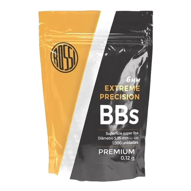 Esfera AirSoft  0.12g 6mm - 1000 BB´s (Rossi)