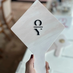 Espelho Rosado Madrepérola - Logo alto relevo inicial ou desenho