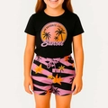 Conjunto Camiseta Manga Curta e Shorts Malwee Sunset Feminino - Preto
