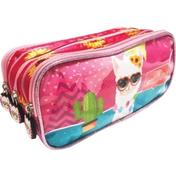 Estojo Escolar 3 Compartimentos Sweet Lhama - Kit