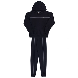 Conjunto Moletom Manga Longa Preto com Capuz Linha Randa Mundu - Feminino