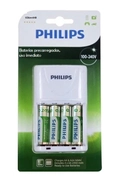 Carregador de Pilhas Philips SCB2445NB c/4 pilhas AA 2450mAh.