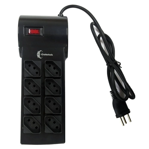 Extensão Filtro de Linha COLETEK 8 Tomadas - FL-82BK