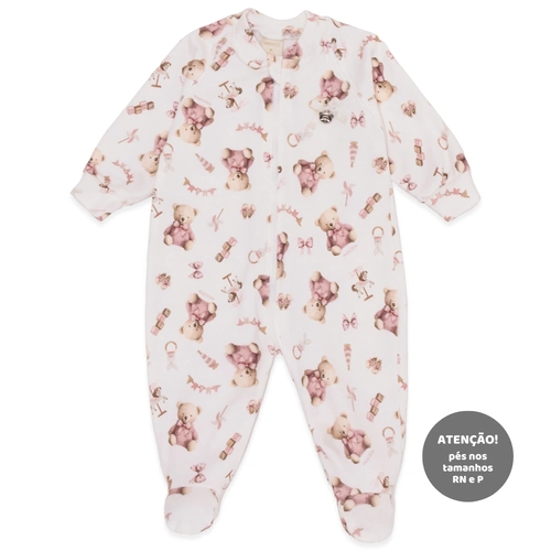 Macacão Manga Longa Estampado com Ziper Suedine Feminino – Brinquedos Femininos